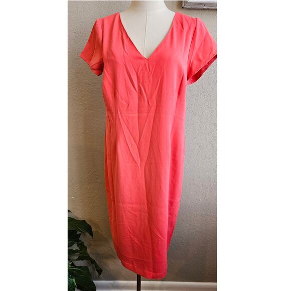 NWT Seraphine Women Kylie‎ V-Neck Stretch Maternity Dress Size 6 Coral - Picture 1 of 9